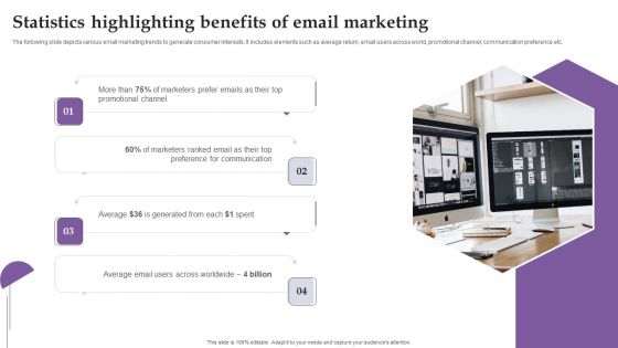 Statistics Highlighting Benefits Of Email Marketing Ppt Ideas Sample PDF