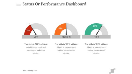 Status Or Performance Dashboard Ppt PowerPoint Presentation Designs Download
