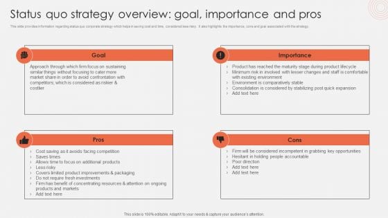 Status Quo Strategy Overview Goal Importance And Pros Download PDF Status Quo Strategy Overview Goal Importance And Pros Download PDF