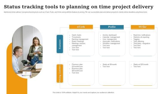 Status Tracking Tools To Planning On Time Project Delivery Ideas PDF