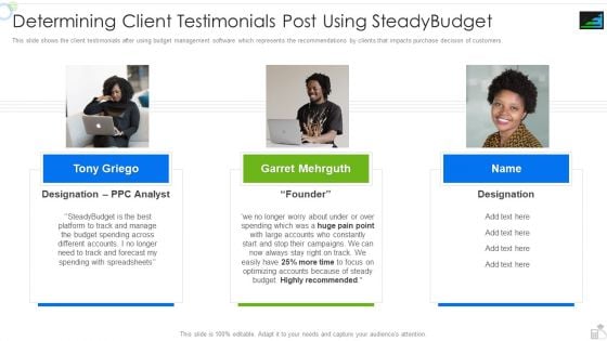 Steadybudget Capital Raising Elevator Determining Client Testimonials Post Using Steadybudget Brochure PDF Steadybudget Capital Raising Elevator Determining Client Testimonials Post Using Steadybudget Brochure PDF