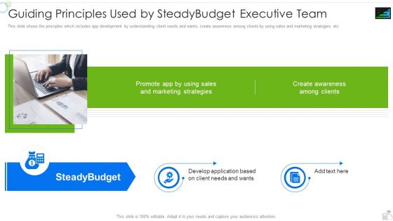 Steadybudget Capital Raising Elevator Guiding Principles Used By Steadybudget Executive Themes PDF