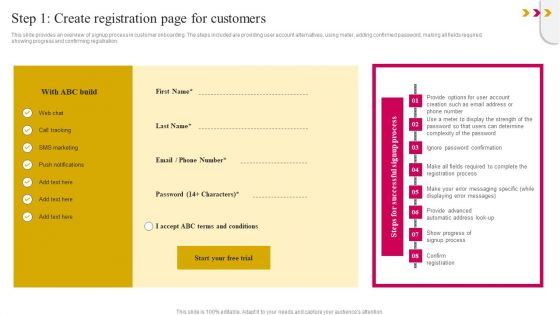 Step 1 Create Registration Page For Customers Guidelines PDF