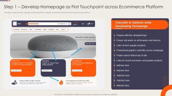 Step 1 Develop Homepage As First Touchpoint Across Ecommerce Platform Clipart PDF