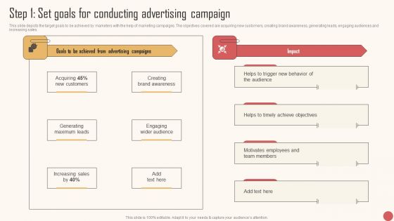 Step 1 Set Goals For Conducting Advertising Campaign Template PDF