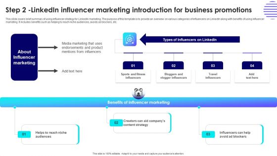 Step 2 Linkedin Influencer Marketing Introduction For Business Promotions Graphics PDF