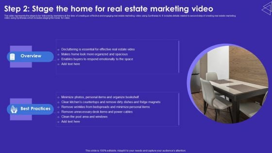 Step 2 Stage The Home For Real Estate Marketing Video Summary PDF