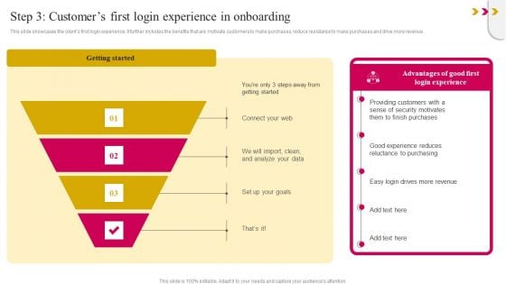 Step 3 Customers First Login Experience In Onboarding Elements PDF