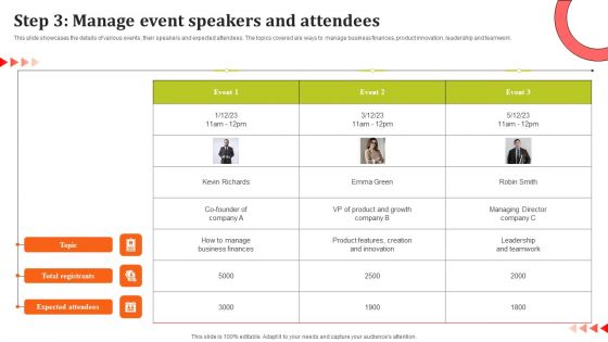 Step 3 Manage Event Speakers And Attendees Formats PDF