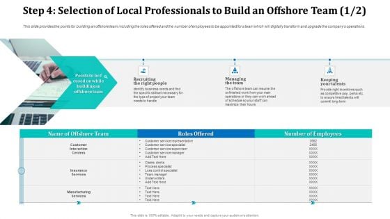 Step 4 Selection Of Local Professionals To Build An Offshore Team Customer Summary PDF Step 4 Selection Of Local Professionals To Build An Offshore Team Customer Summary PDF