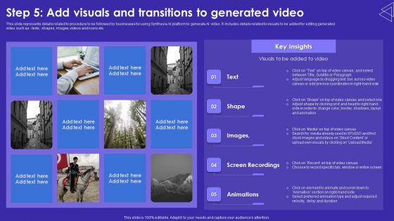 Step 5 Add Visuals And Transitions To Generated Video Graphics PDF