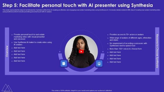 Step 5 Facilitate Personal Touch With AI Presenter Using Synthesia Clipart PDF Step 5 Facilitate Personal Touch With AI Presenter Using Synthesia Clipart PDF