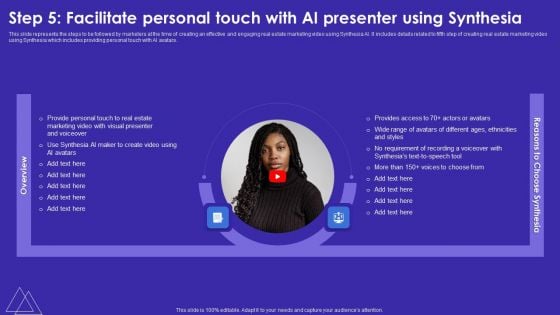 Step 5 Facilitate Personal Touch With AI Presenter Using Synthesia Clipart PDF