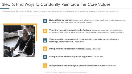 Step 5 Find Ways To Constantly Reinforce The Core Values Clipart PDF
