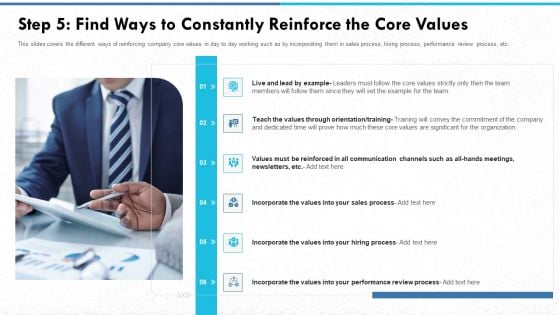 Step 5 Find Ways To Constantly Reinforce The Core Values Themes PDF Step 5 Find Ways To Constantly Reinforce The Core Values Themes PDF