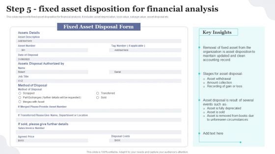 Step 5 Fixed Asset Disposition For Financial Analysis Implementing Fixed Asset Tracking Solution Pictures PDF