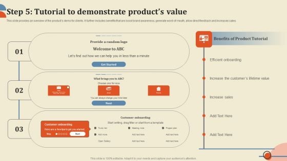 Step 5 Tutorial To Demonstrate Products Value Ppt PowerPoint Presentation File Infographic Template PDF