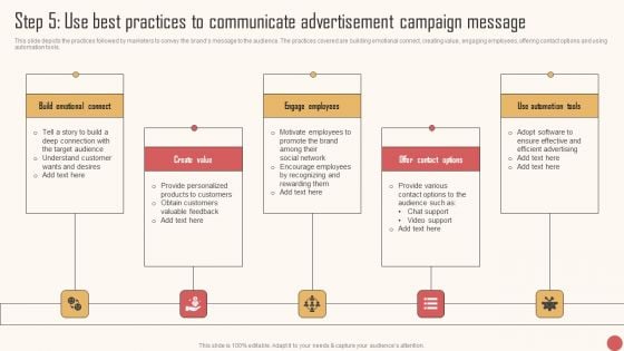 Step 5 Use Best Practices To Communicate Advertisement Campaign Message Elements PDF Step 5 Use Best Practices To Communicate Advertisement Campaign Message Elements PDF