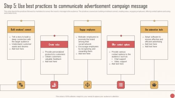 Step 5 Use Best Practices To Communicate Advertisement Campaign Message Elements PDF