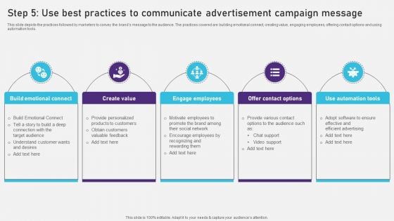 Step 5 Use Best Practices To Communicate Advertisement Campaign Message Mockup PDF