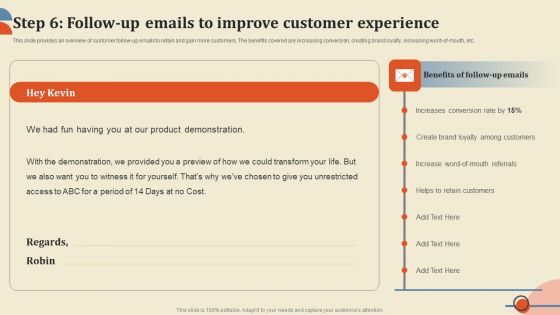 Step 6 Follow Up Emails To Improve Customer Experience Background PDF Step 6 Follow Up Emails To Improve Customer Experience Background PDF