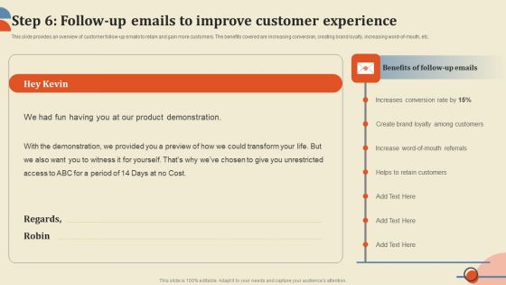 Step 6 Follow Up Emails To Improve Customer Experience Background PDF