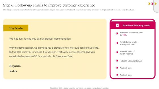 Step 6 Follow Up Emails To Improve Customer Experience Information PDF