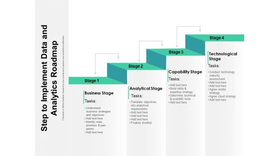 Step To Implement Data And Analytics Roadmap Ppt PowerPoint Presentation Gallery Guidelines PDF