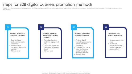 Steps For B2B Digital Business Promotion Methods Ppt Outline Deck PDF