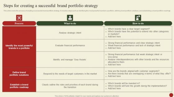 Steps For Creating A Successful Brand Portfolio Strategy Icons PDF