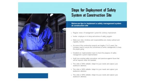 Steps For Deployment Of Safety System At Construction Site Ppt PowerPoint Presentation Pictures Vector PDF