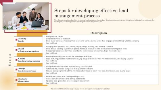 Steps For Developing Effective Lead Management Process Improving Lead Generation Process Clipart PDF