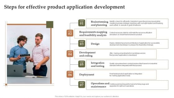 Steps For Effective Product Application Development Background PDF