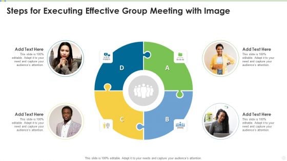 Steps For Executing Effective Group Meeting With Image Clipart PDF