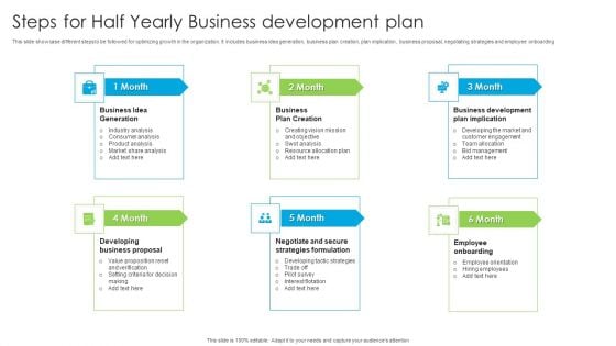 Steps For Half Yearly Business Development Plan Ppt PowerPoint Presentation Layout PDF