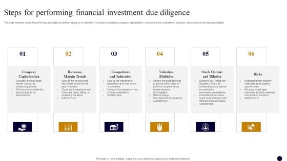 Steps For Performing Financial Investment Due Diligence Ideas PDF