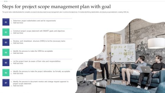 Steps For Project Scope Management Plan With Goal Introduction PDF
