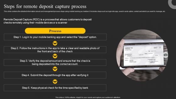 Steps For Remote Deposit Capture Process Ppt Summary Master Slide PDF