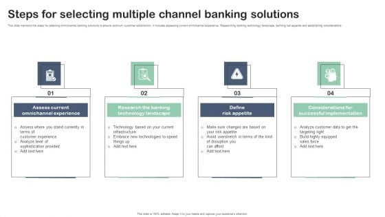 Steps For Selecting Multiple Channel Banking Solutions Guidelines PDF