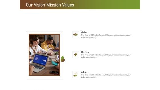 Steps For Successful Brand Building Process Our Vision Mission Values Ppt Infographics Pictures PDF