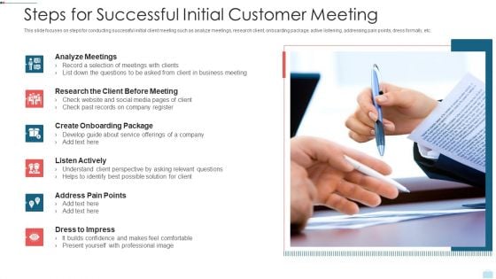 Steps For Successful Initial Customer Meeting Pictures PDF