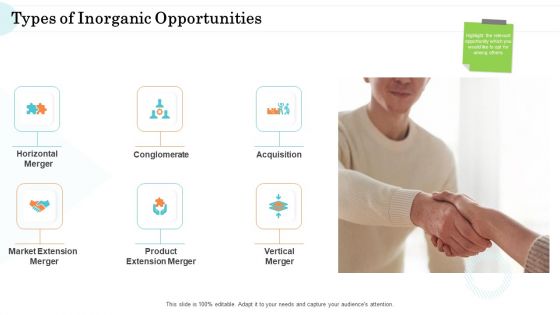 Steps In M And A Process Types Of Inorganic Opportunities Icon Structure PDF