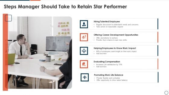 Steps Manager Should Take To Retain Star Performer Infographics PDF