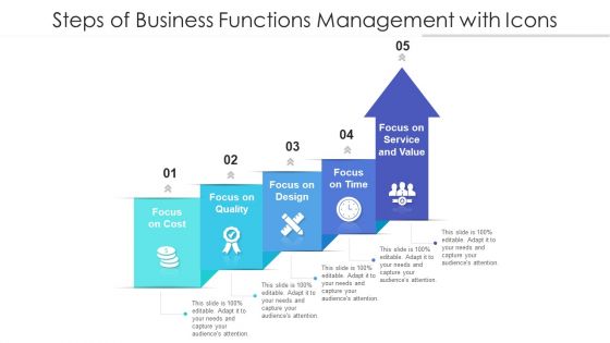 Steps Of Business Functions Management With Icons Ppt Icon Aids PDF