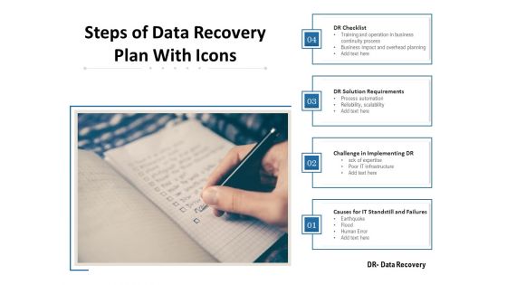 Steps Of Data Recovery Plan With Icons Ppt PowerPoint Presentation Gallery Example File PDF