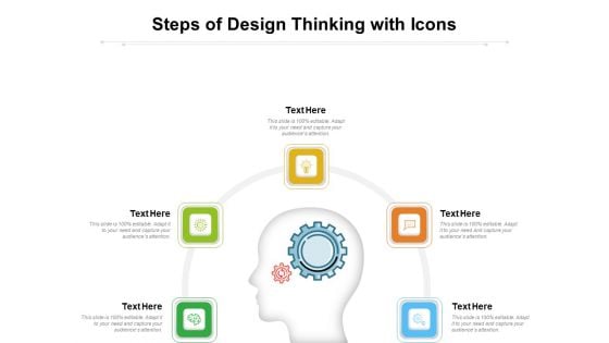 Steps Of Design Thinking With Icons Ppt PowerPoint Presentation Icon Infographic Template PDF