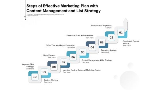 Steps Of Effective Marketing Plan With Content Management And List Strategy Ppt PowerPoint Presentation Gallery Topics PDF