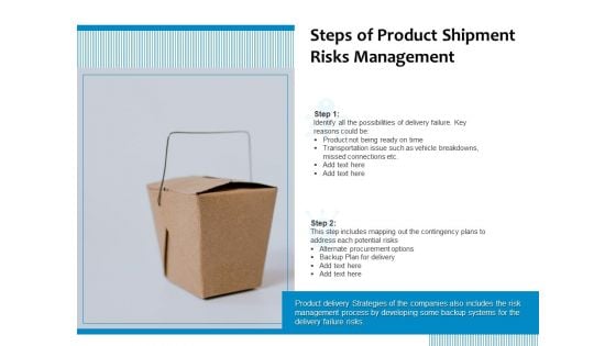 Steps Of Product Shipment Risks Management Ppt PowerPoint Presentation Gallery Background Designs PDF