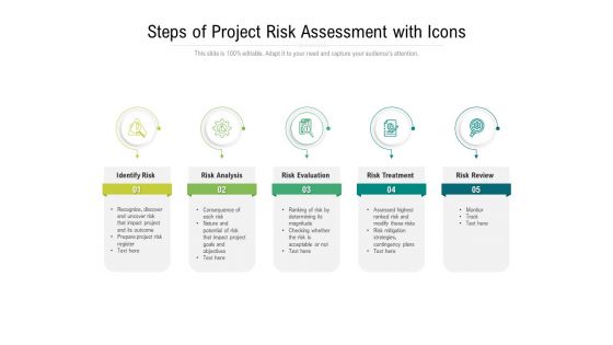 Steps Of Project Risk Assessment With Icons Ppt PowerPoint Presentation Show Information PDF