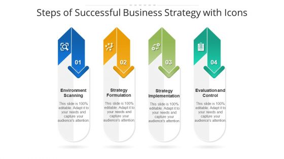 Steps Of Successful Business Strategy With Icons Ppt PowerPoint Presentation File Influencers PDF